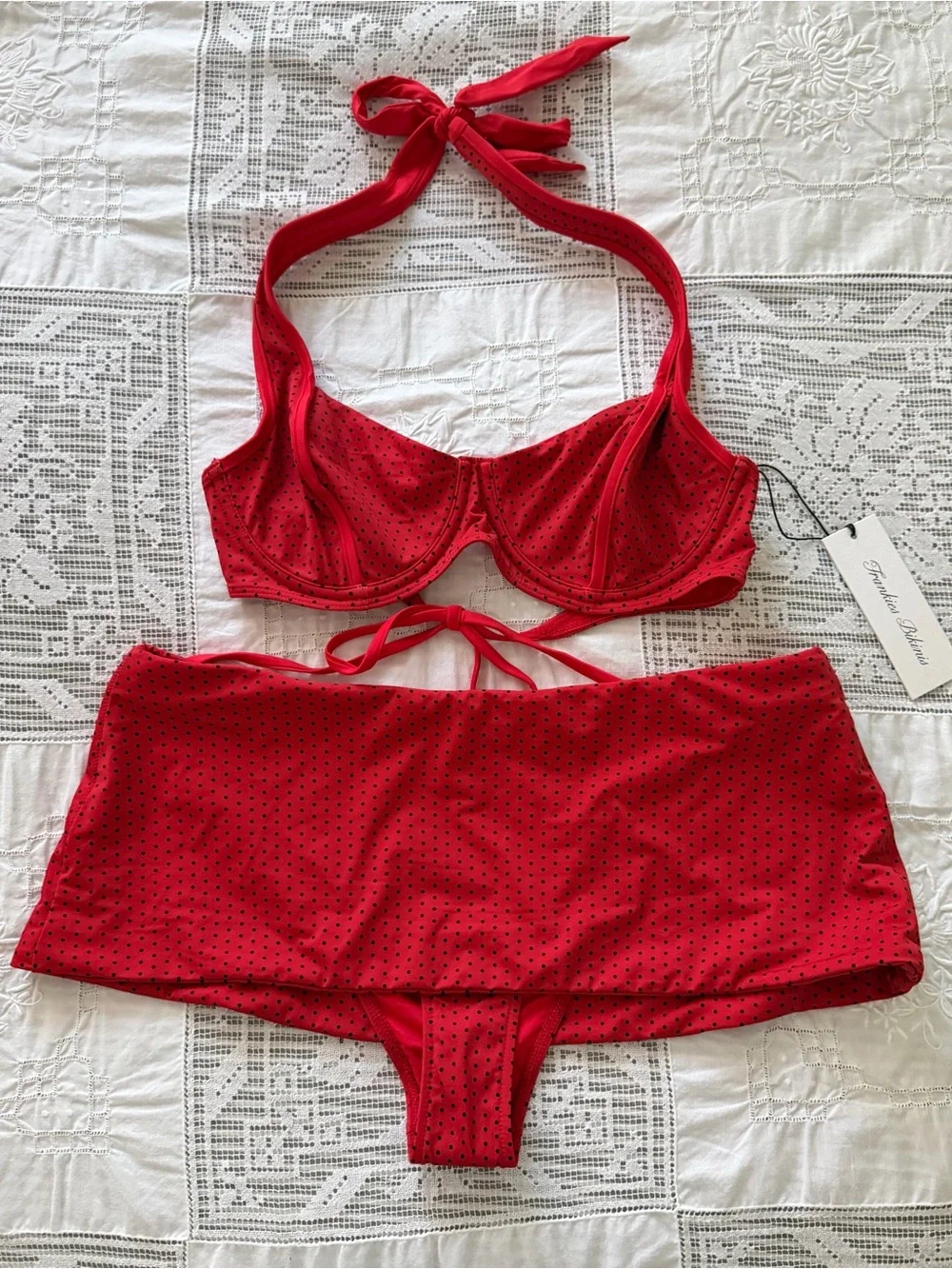 RARE frankie's bikinis fin top and clover swim skirt set